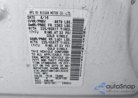 2016 Nissan Rogue S from USA, damaged, VIN JN8AT2MV1GW130328